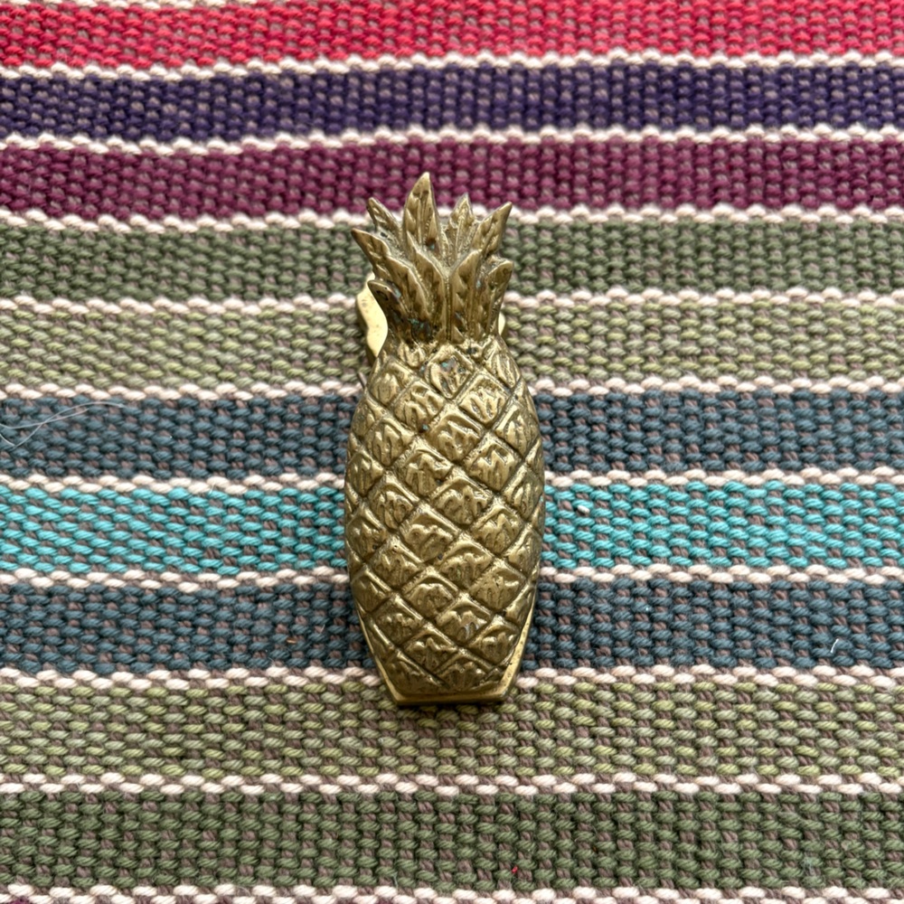Brass Pineapple Clip - Gold-tone Vintage 1980 Penco